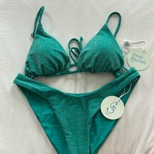 Grey Bandit emerald green sparkly bikini. Never worn before